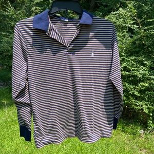 80s Blue Long Sleeve Polo